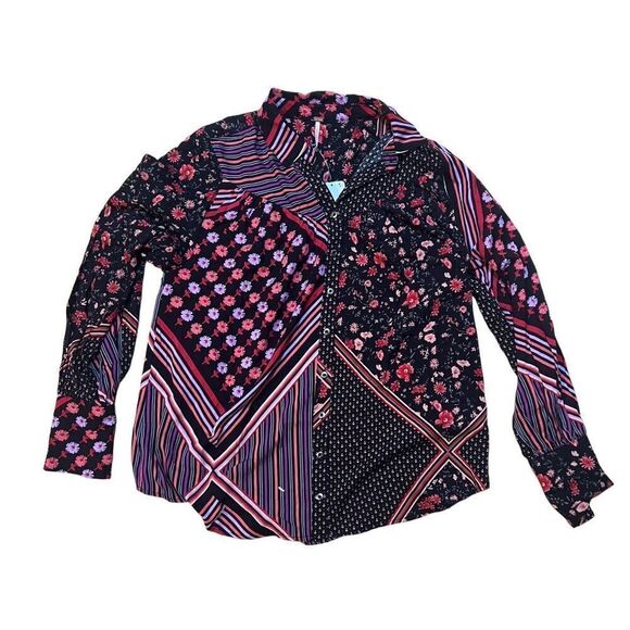 NWT $128 Free People Hazel Blouse in Black & Multi Size S - Picture 4 of 10
